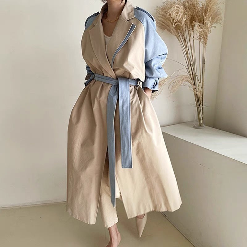 Retro Contrast Belted Trench Coats