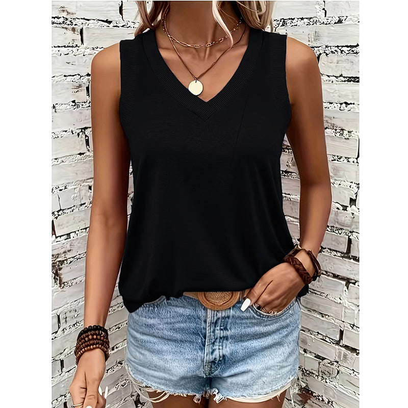 Women V Neck Tank Tops/Shirts – Summer Sleeveless Tunic Casual Basic Cute Trendy