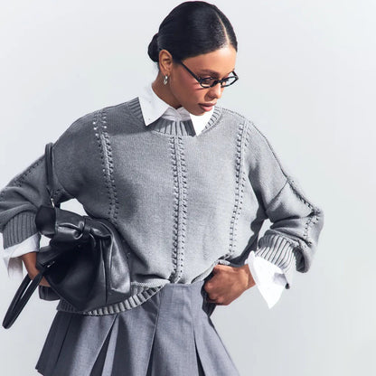 SALE Loose Round Neck Idle Style Sweater