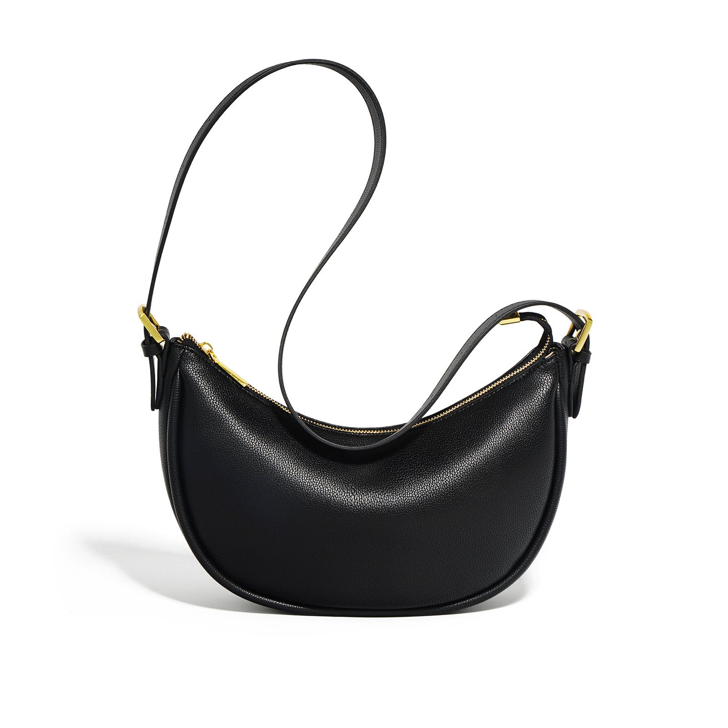 Moon Curve Leather Shoulder Bags – Black & Coffee