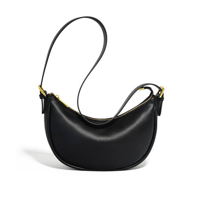 Moon Curve Leather Shoulder Bags – Black & Coffee